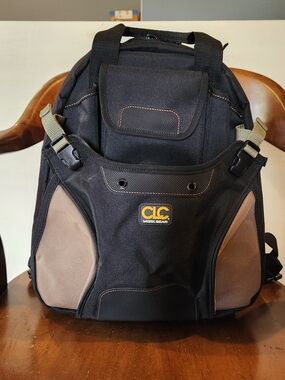CLC Work Gear Men's Black and Brown Tool Backpack, New